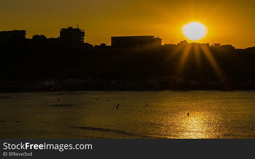 Reflection, Sunset, Sky, Sun