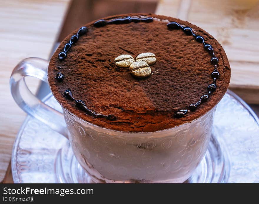 Chocolate Drink Filled Clear Glass Cup