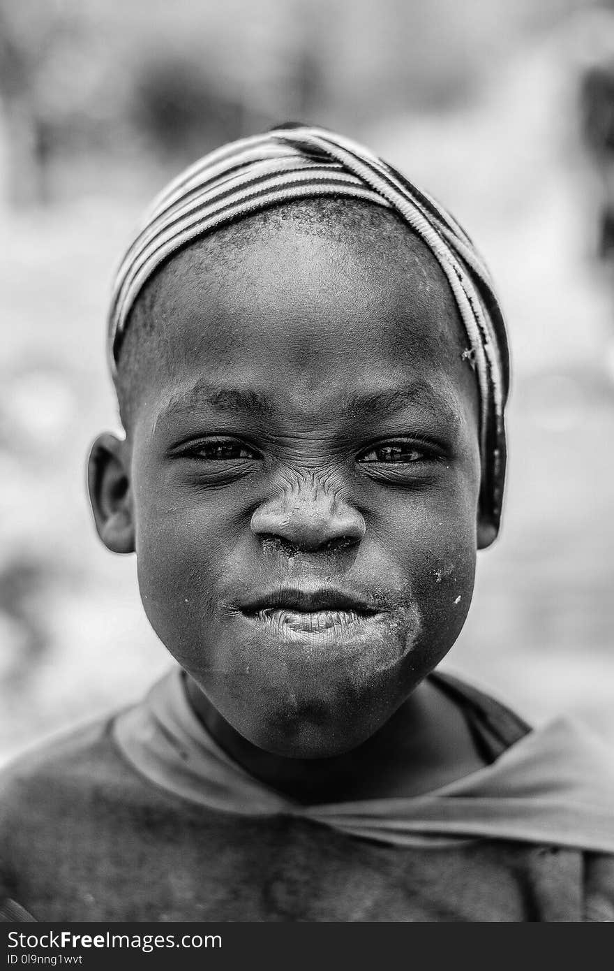 Grayscale Photo of Boy