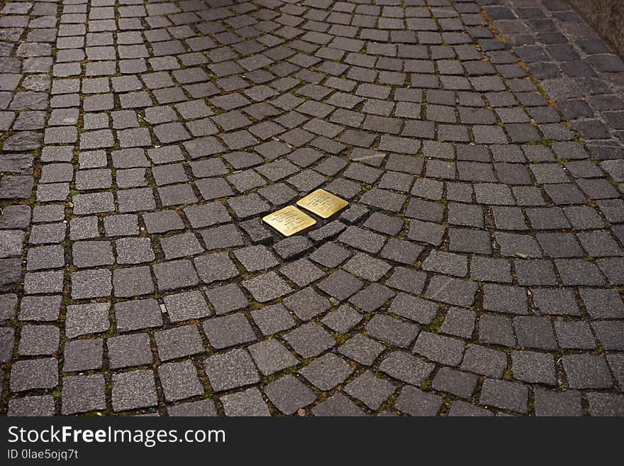 Cobblestone, Road Surface, Grass, Pattern