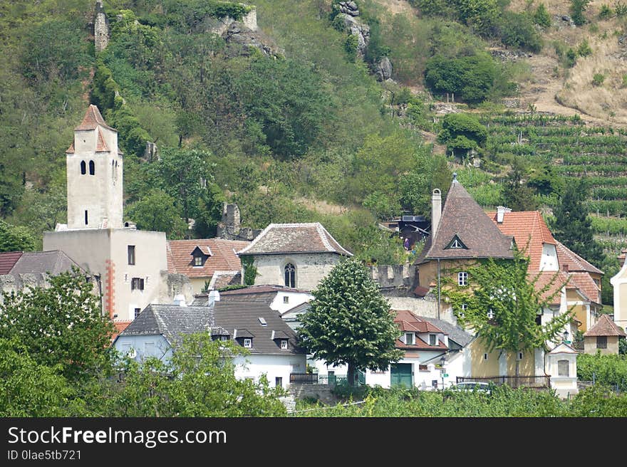 Mountain Village, Village, Town, Tree