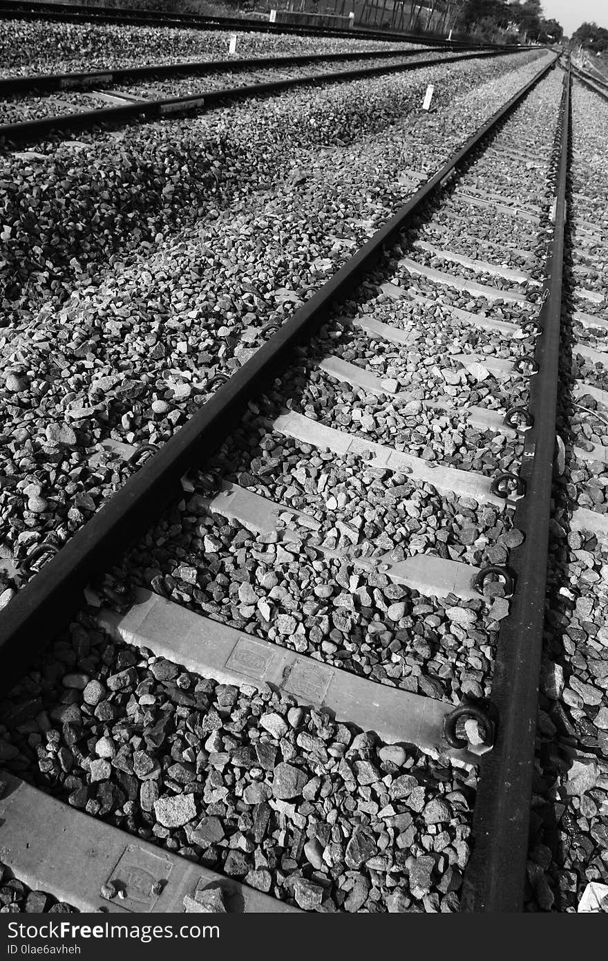 Track, Black And White, Monochrome Photography, Rail Transport