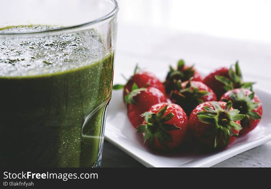 Red Strawberries on Plate