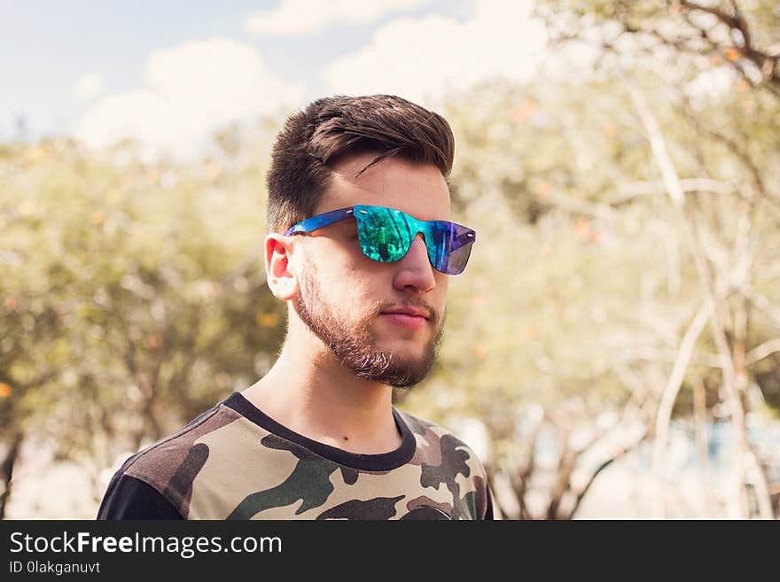 Man Wearing Shield Sunglasses