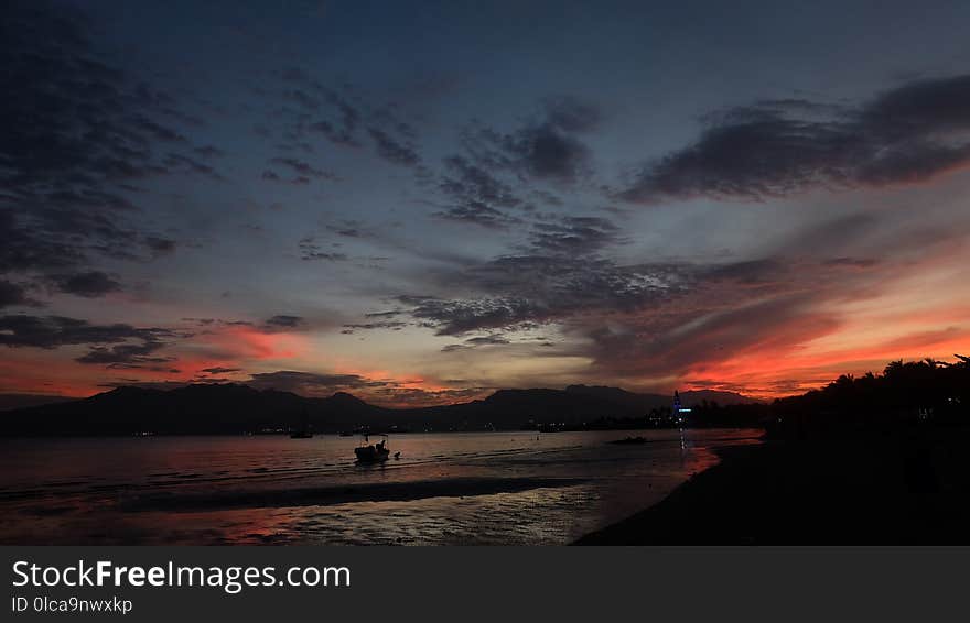 Sky, Afterglow, Horizon, Sunset