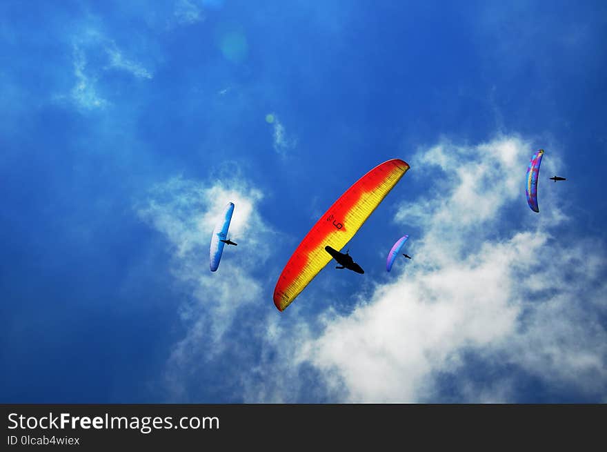 Sky, Air Sports, Paragliding, Parachuting