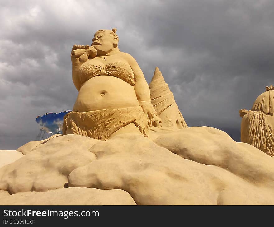 Sculpture, Sand, Statue, Sky