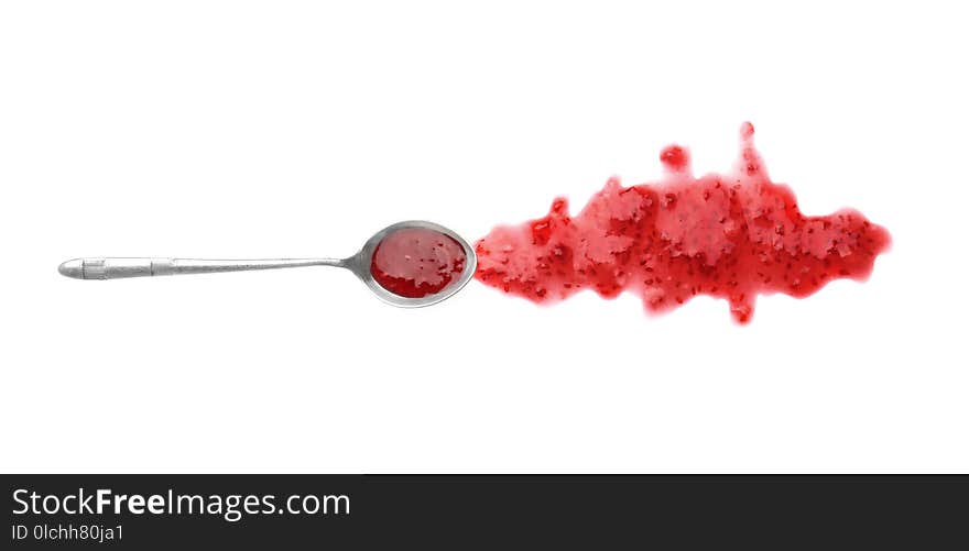 Spoon and sweet raspberry jam