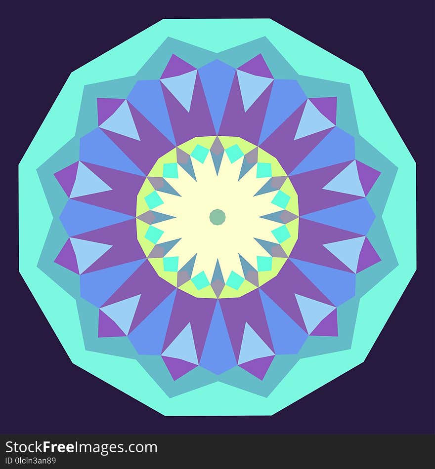 Decorative round iridescent background made of polygons. Decorative round iridescent background made of polygons.