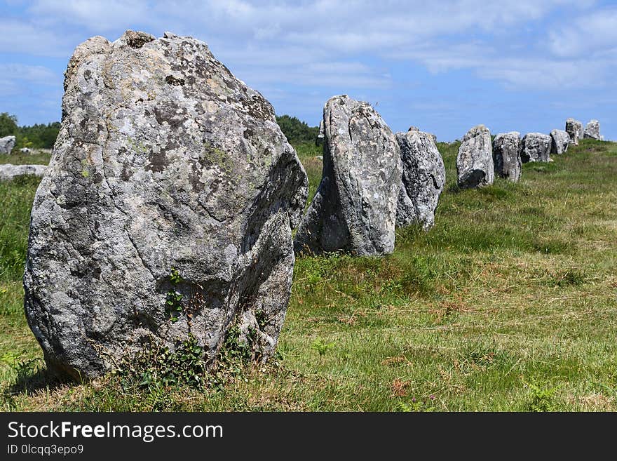 Rock, Bedrock, Grass, Megalith