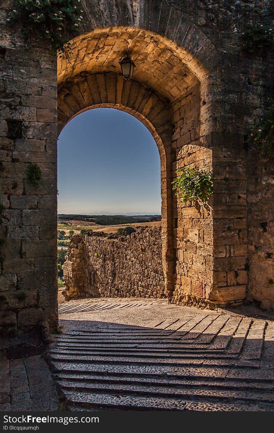 Arch, Sky, Wall, Ruins