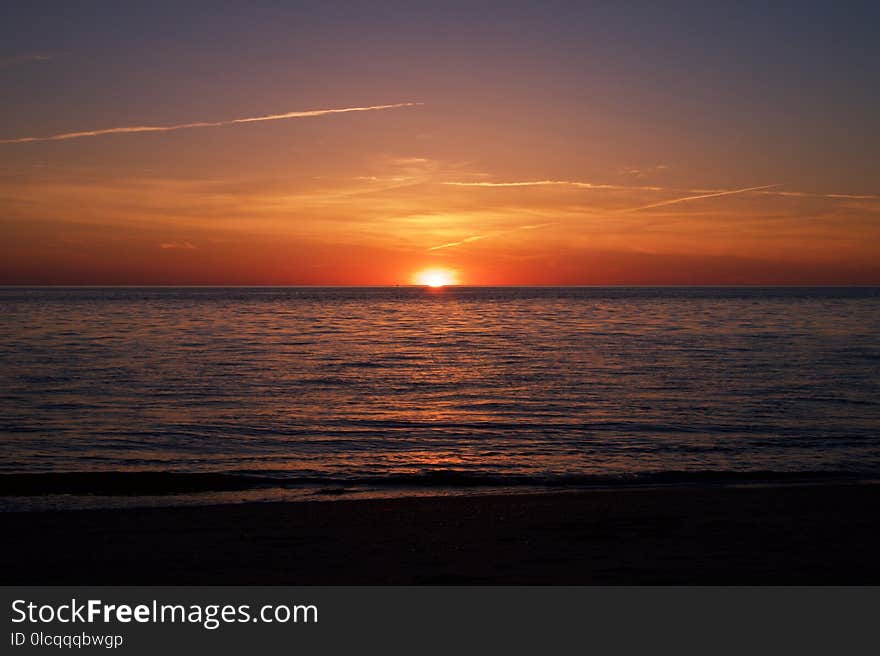 Horizon, Sunset, Sea, Sky