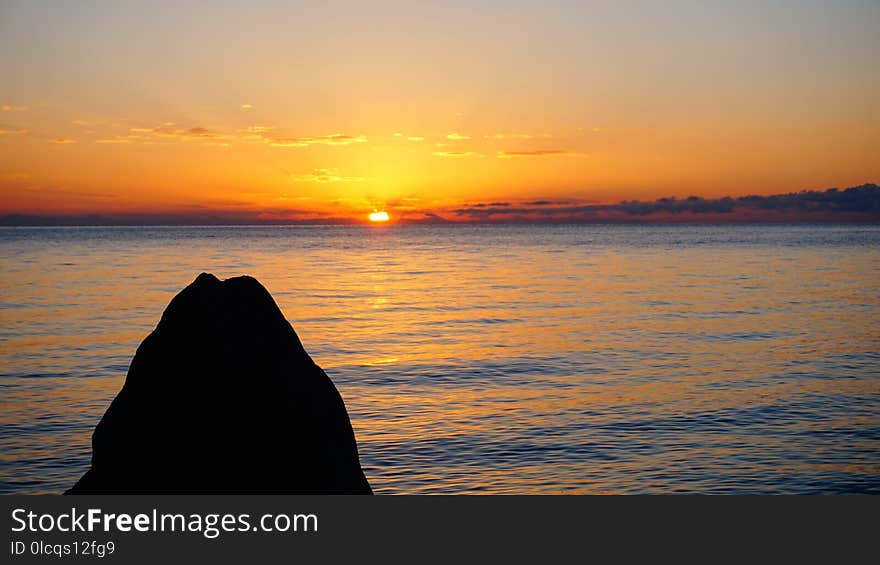 Horizon, Sunset, Sky, Sea