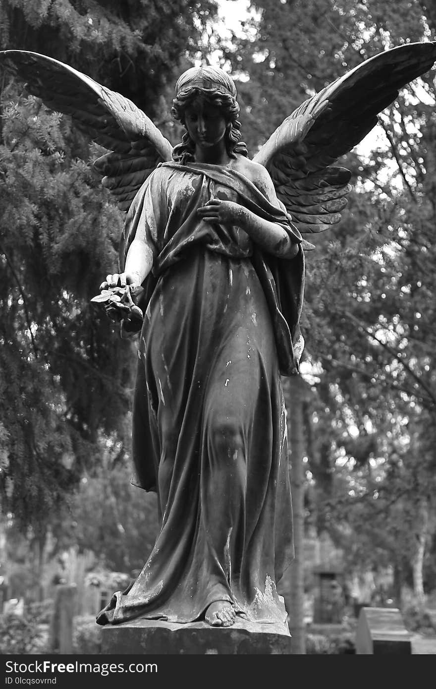 Statue, Black And White, Sculpture, Monument