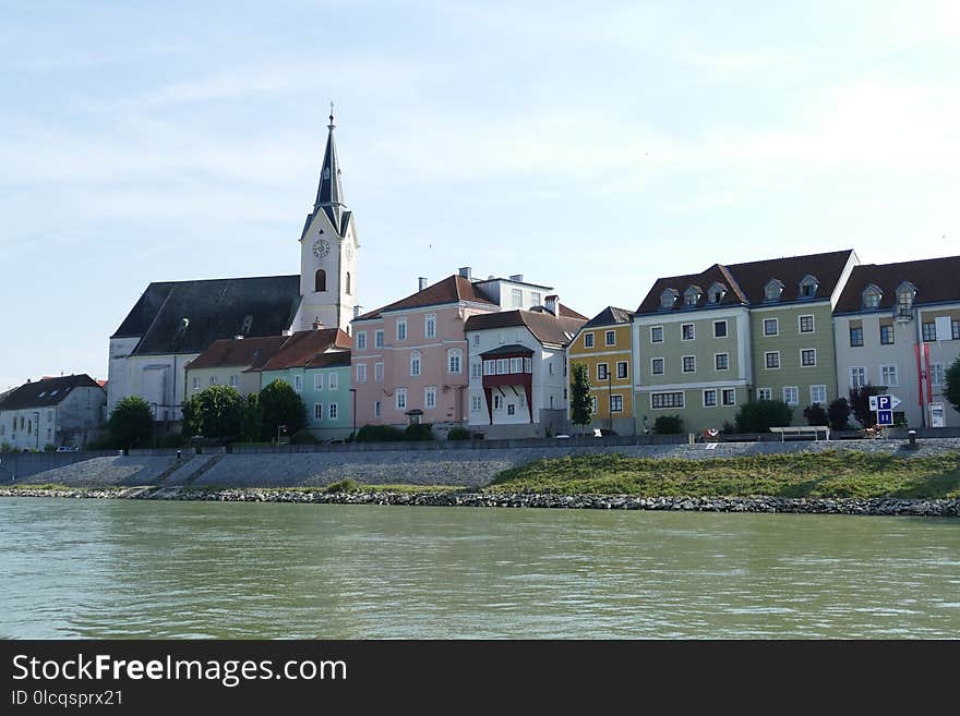 Waterway, Water, Town, River