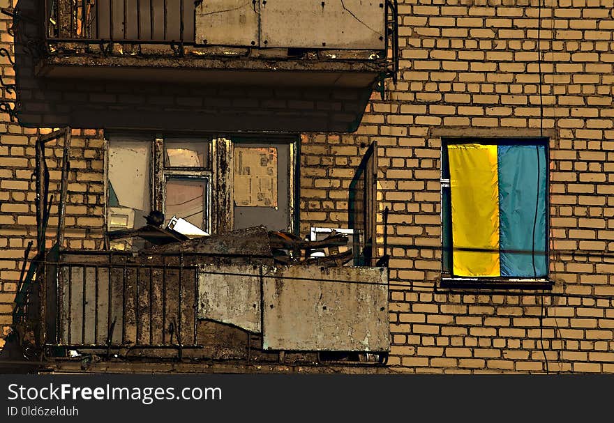 Yellow, Wall, Window, Brick