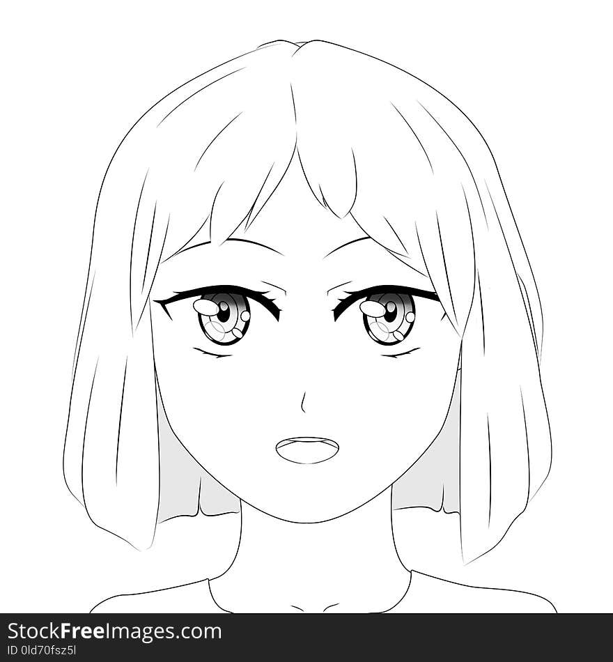 Line Art, Face, Hair, White