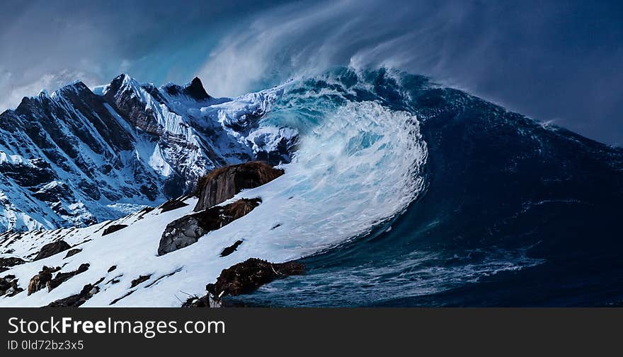 Geological Phenomenon, Mountain, Sky, Wave