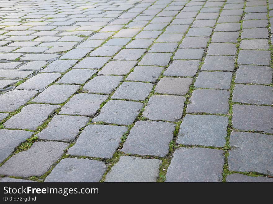 Cobblestone, Grass, Road Surface, Walkway