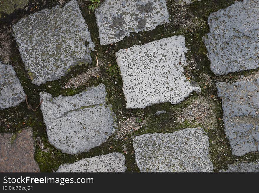 Cobblestone, Wall, Road Surface, Grass