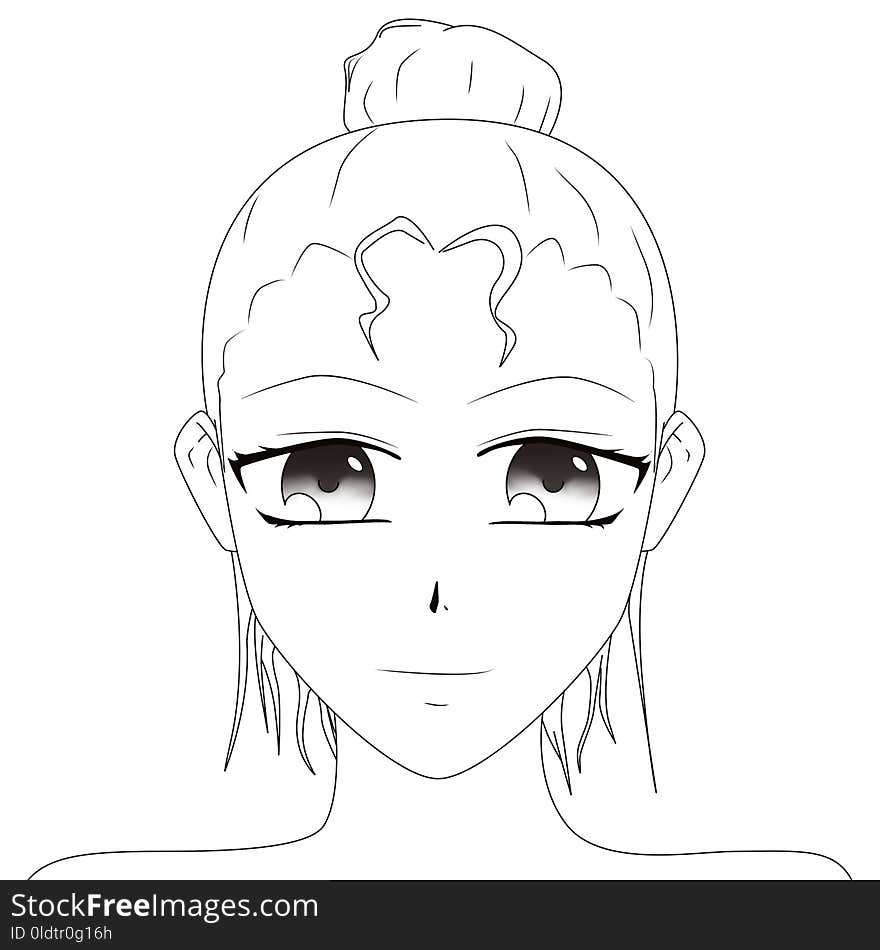 Line Art, Face, Hair, White