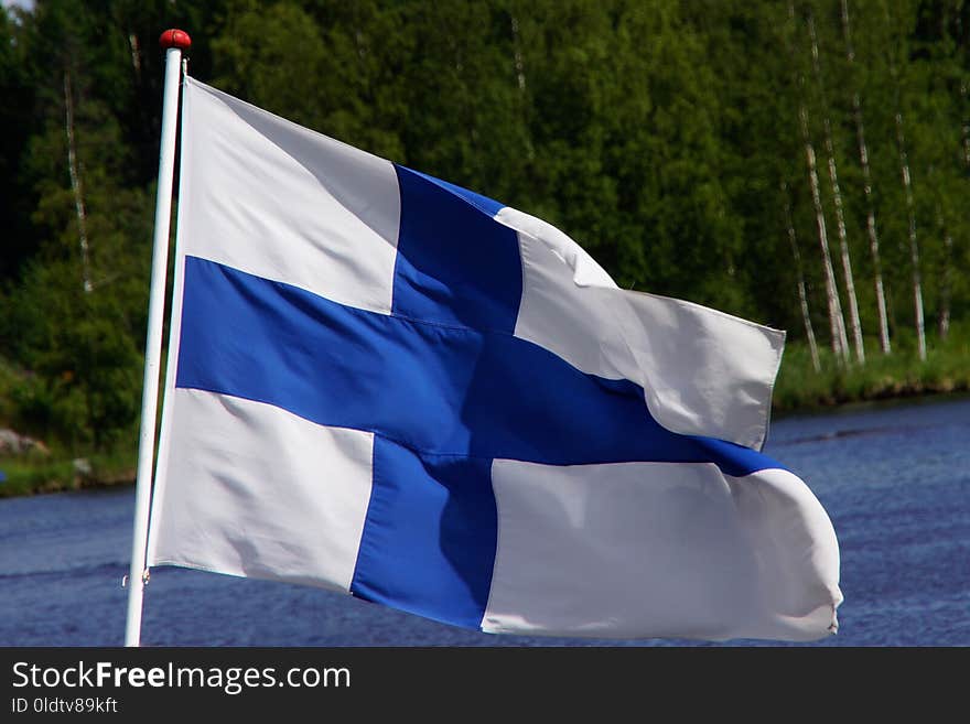 Blue, Flag, Water, Tent