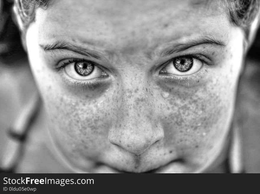 Face, Eye, Person, Black And White