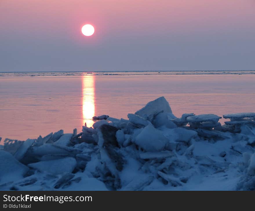 Freezing, Sunrise, Horizon, Arctic