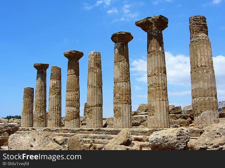 Historic Site, Column, Ruins, Ancient History