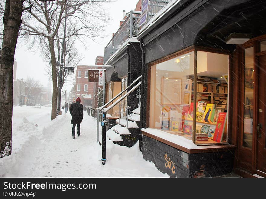 Snow, Winter, Town, Neighbourhood