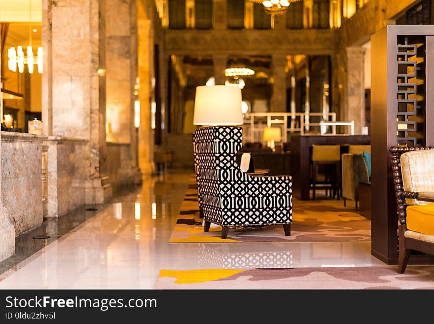 Lobby, Interior Design, Furniture, Flooring