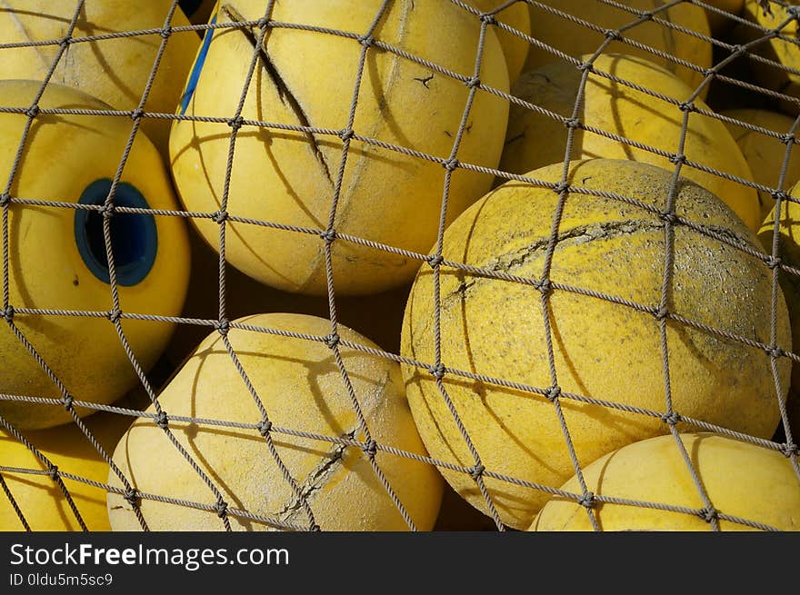 Yellow, Football, Net, Strings