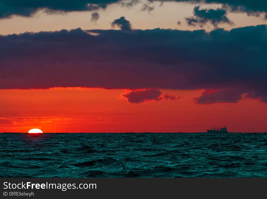 Romantic sunset over the sea