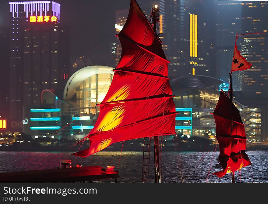 Red, Night, Lighting, City