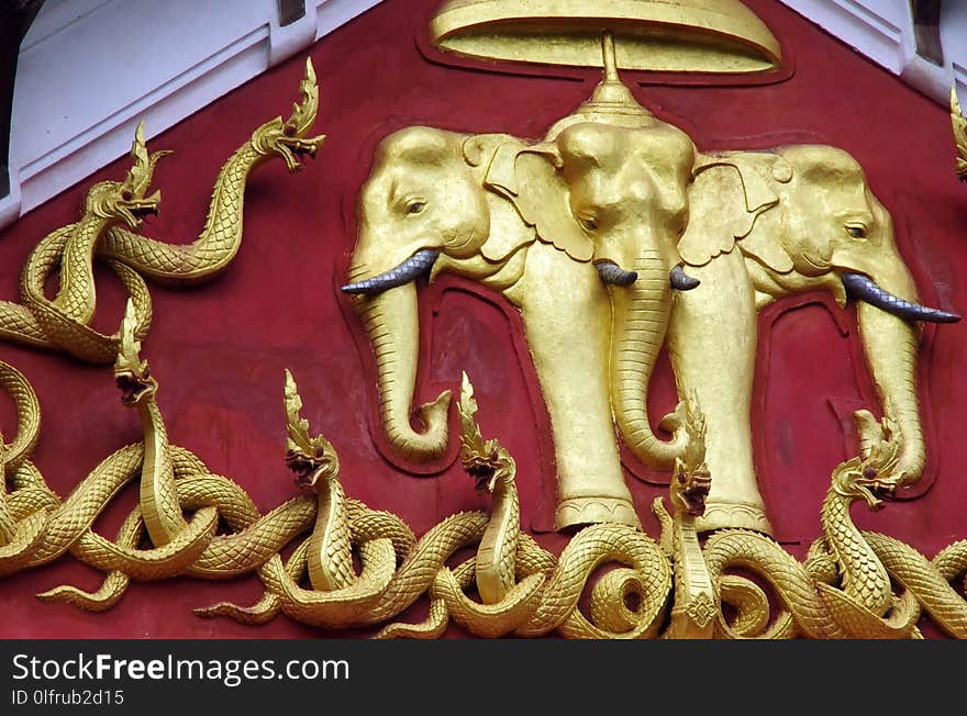 Indian Elephant, Elephants And Mammoths, Temple, Statue