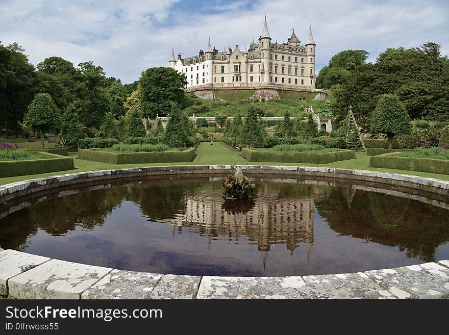 Reflection, Stately Home, Water, Garden