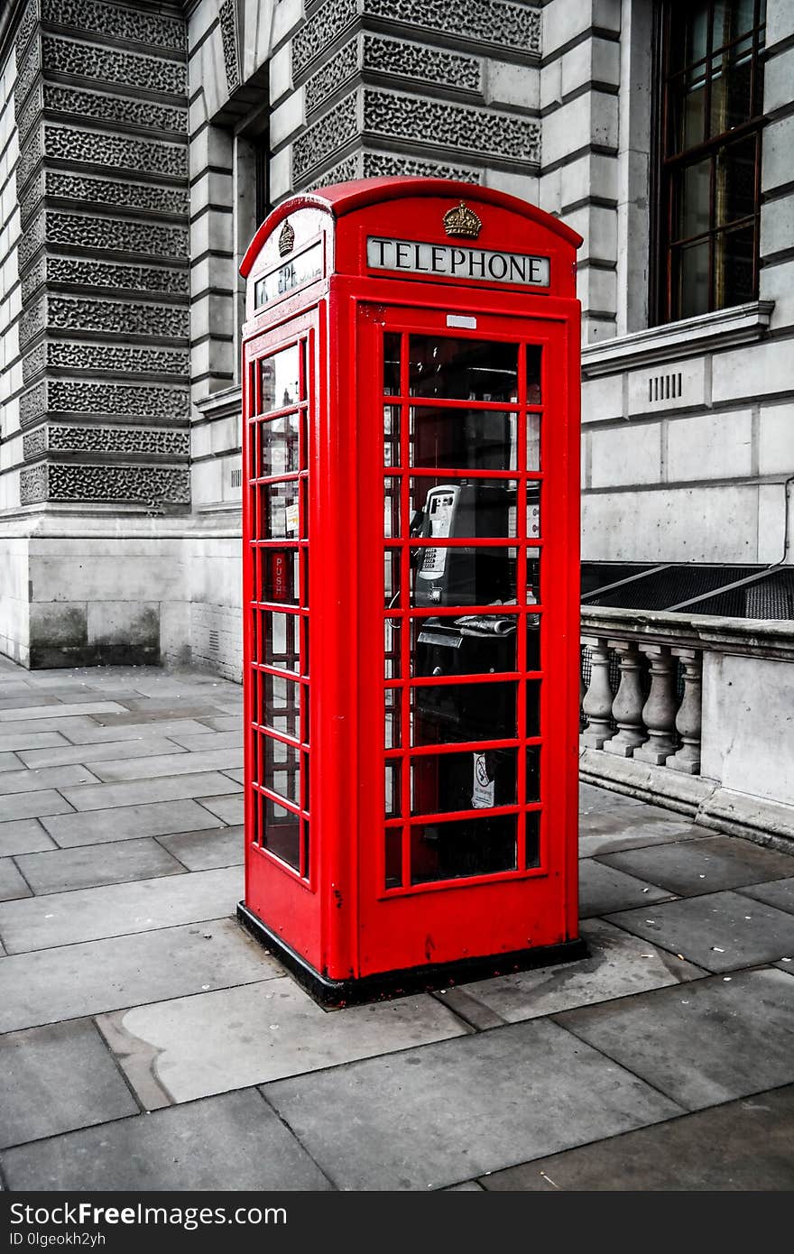 Telephone Booth, Red, Payphone, Telephony