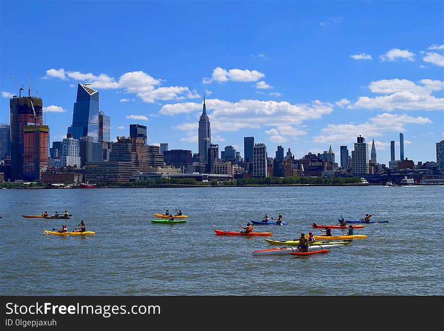 Skyline, Waterway, City, Water