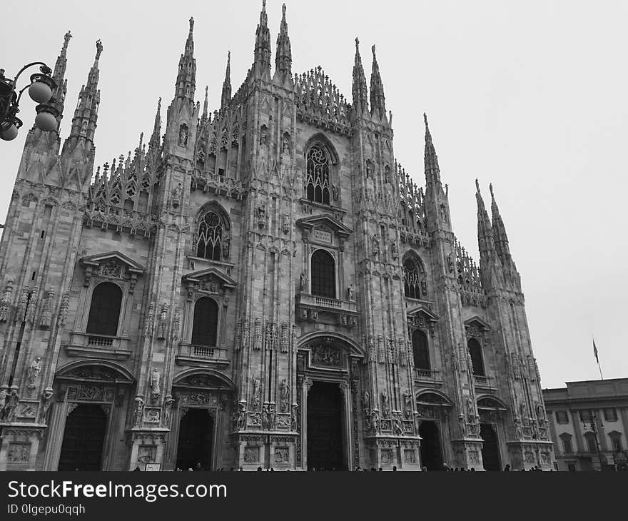 Black And White, Medieval Architecture, Landmark, Spire