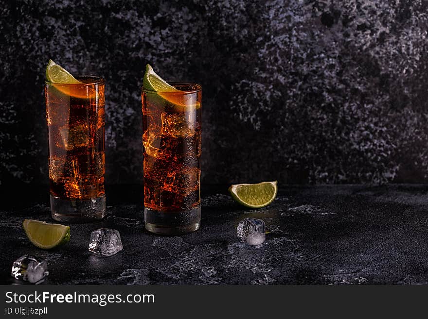 Rum and Cola Cuba Libre with Lime and Ice