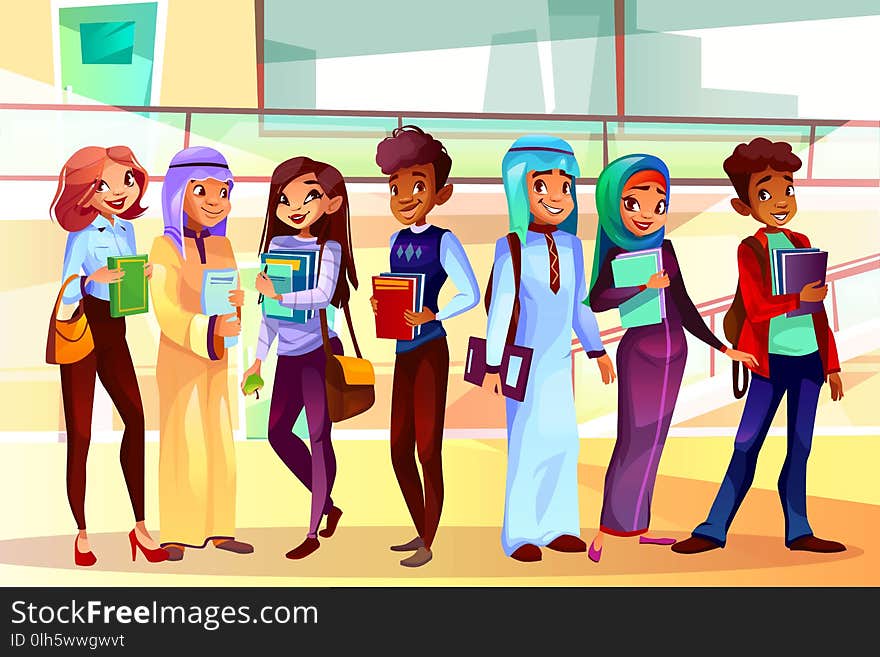 College Students Nationalities Vector Illustration