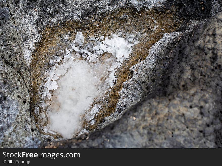 Small Sea Salt Concentrate Puddle On Rocky Ground