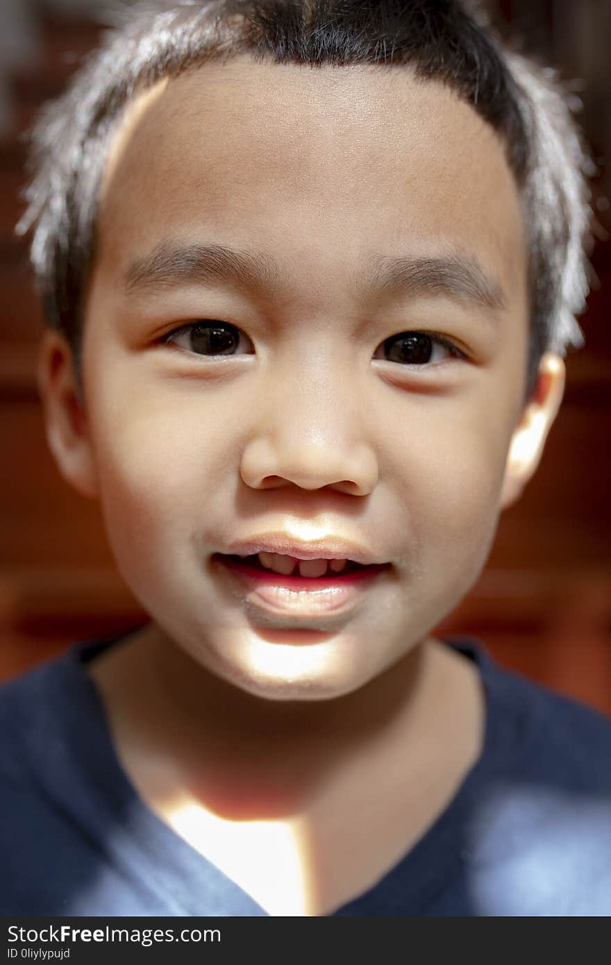 Close Up Kidding Face Of Asian Children With Happiness Smiling