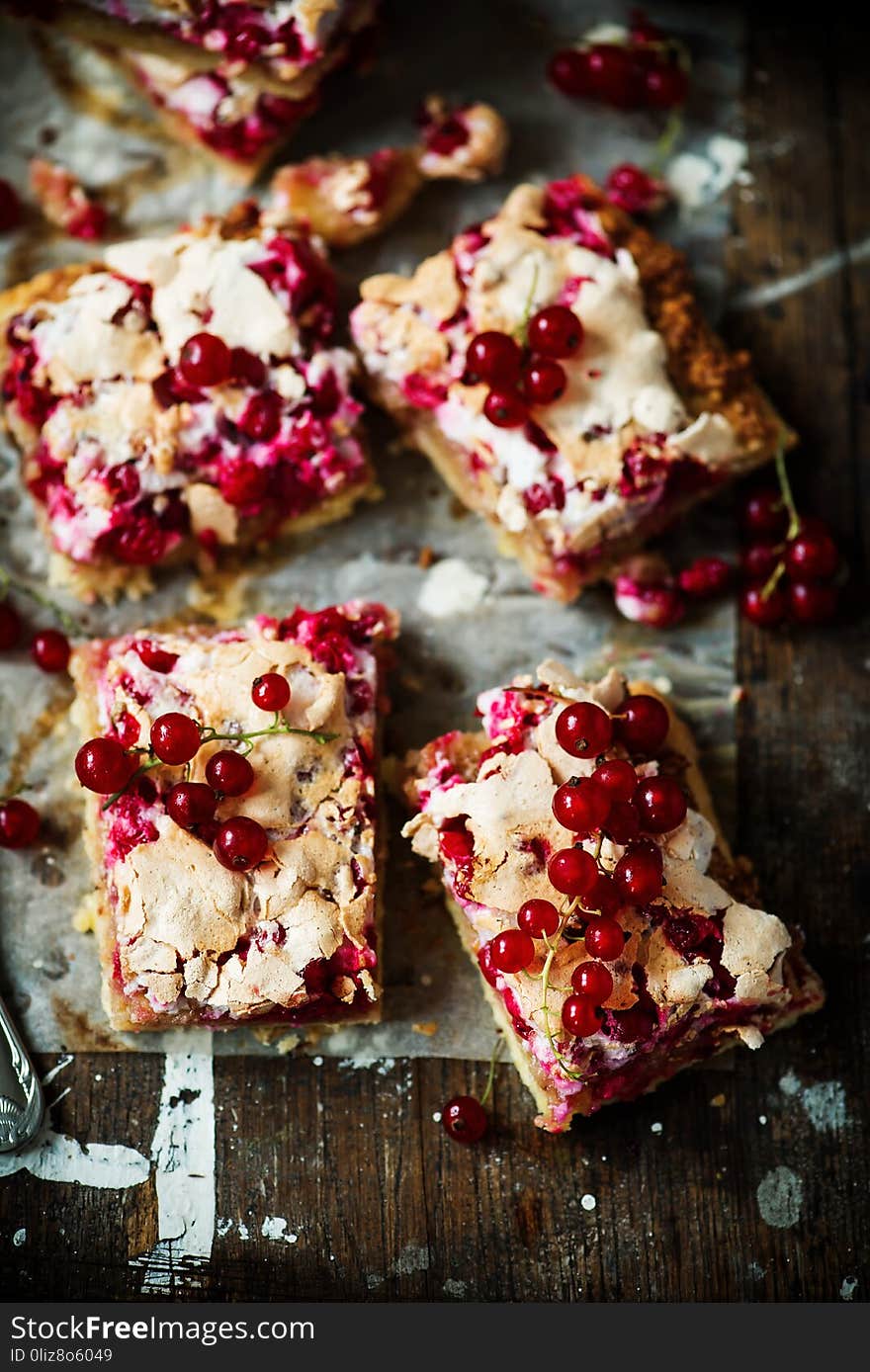 Red currants and hazelnuts bars .style rustic.selective focus