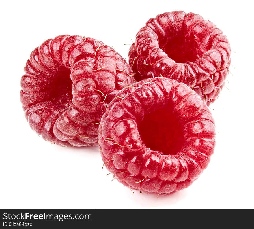 Raspberries isolated on white background