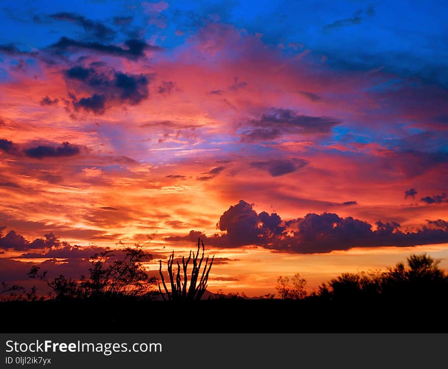 Sky, Afterglow, Red Sky At Morning, Sunset