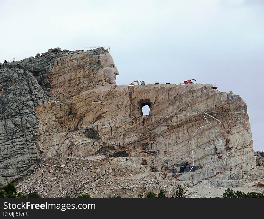 Rock, Sky, Escarpment, Sill