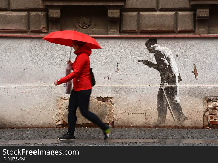 Red, Infrastructure, Public Space, Umbrella