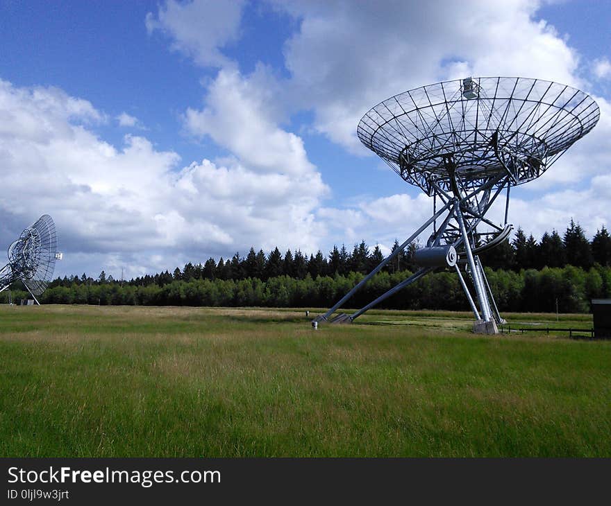 Sky, Radio Telescope, Cloud, Field