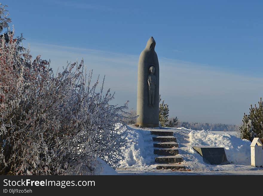 Snow, Winter, Monument, Sky